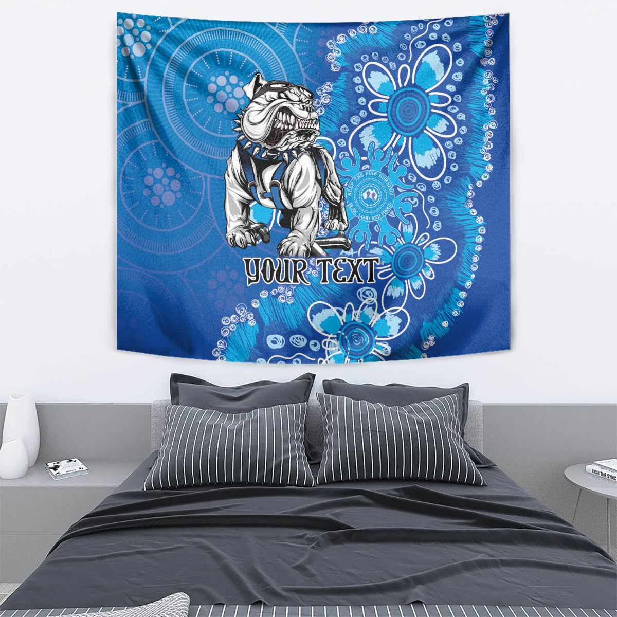 Personalised Bulldogs NAIDOC Week 2024 Tapestry Aboriginal Fire Burning Sparks