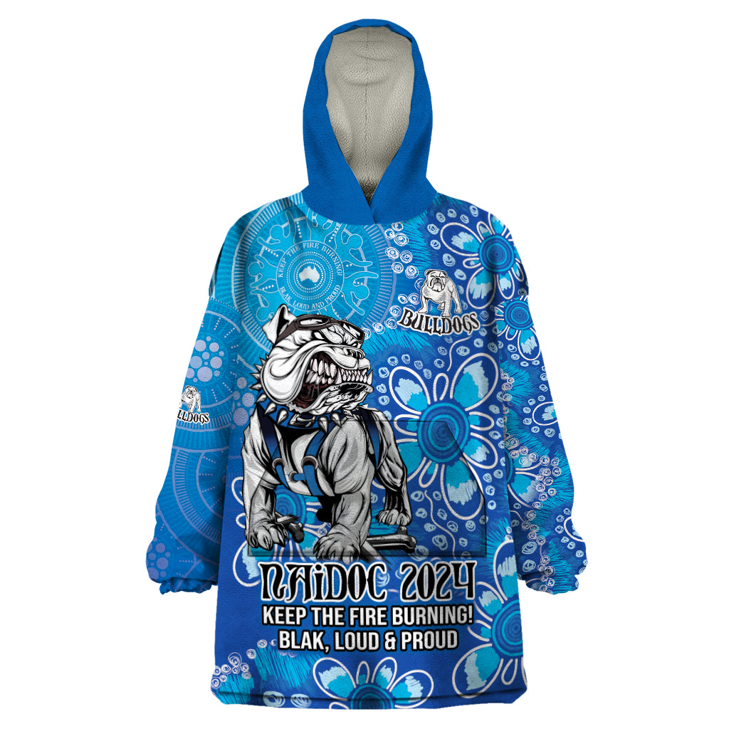 Personalised Bulldogs NAIDOC Week 2024 Wearable Blanket Hoodie Aboriginal Fire Burning Sparks