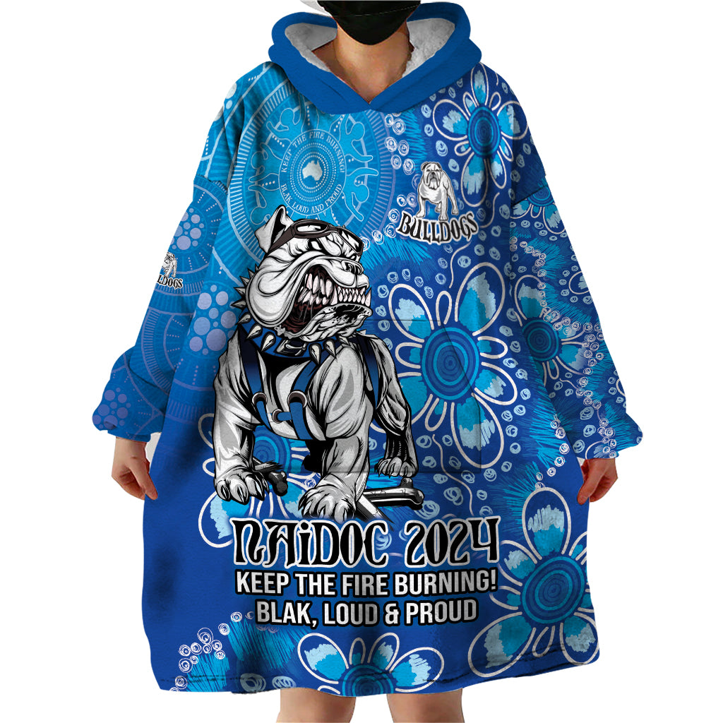 Personalised Bulldogs NAIDOC Week 2024 Wearable Blanket Hoodie Aboriginal Fire Burning Sparks