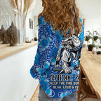 Personalised Bulldogs NAIDOC Week 2024 Women Casual Shirt Aboriginal Fire Burning Sparks