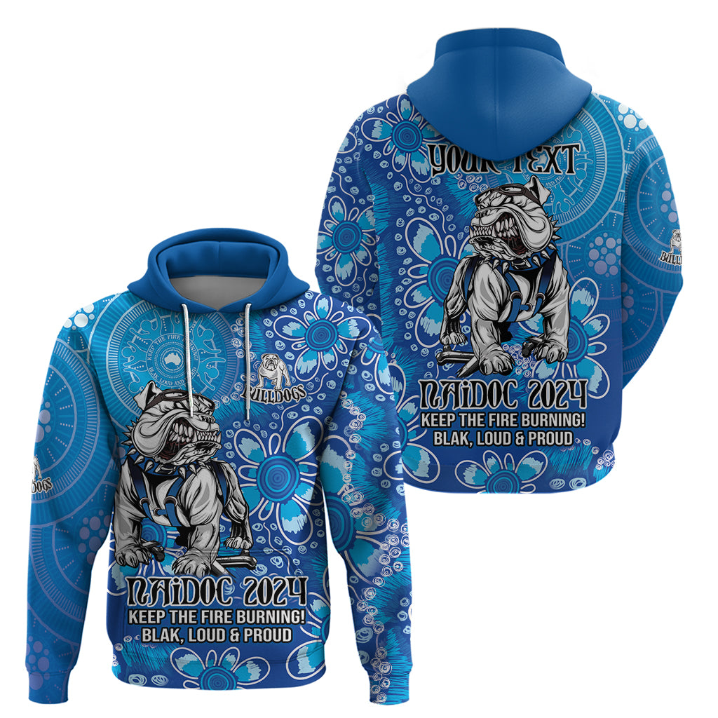 Personalised Bulldogs NAIDOC Week 2024 Zip Hoodie Aboriginal Fire Burning Sparks