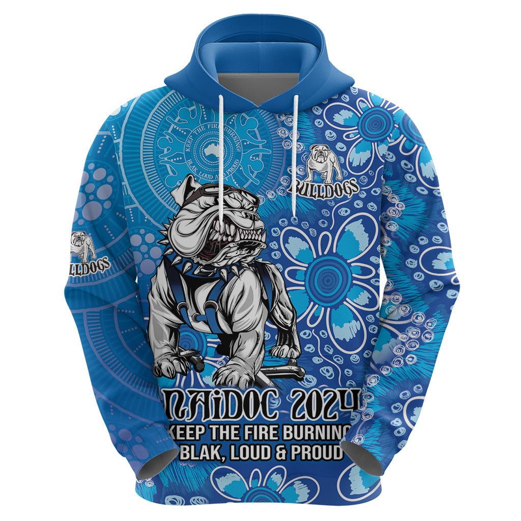 Personalised Bulldogs NAIDOC Week 2024 Zip Hoodie Aboriginal Fire Burning Sparks