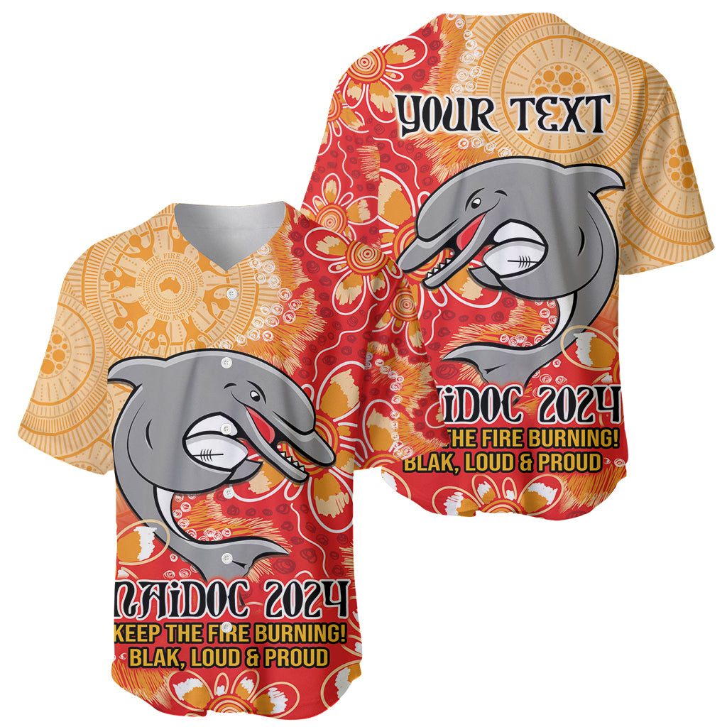 Personalised Dolphins NAIDOC Week 2024 Baseball Jersey Aboriginal Fire Burning Sparks