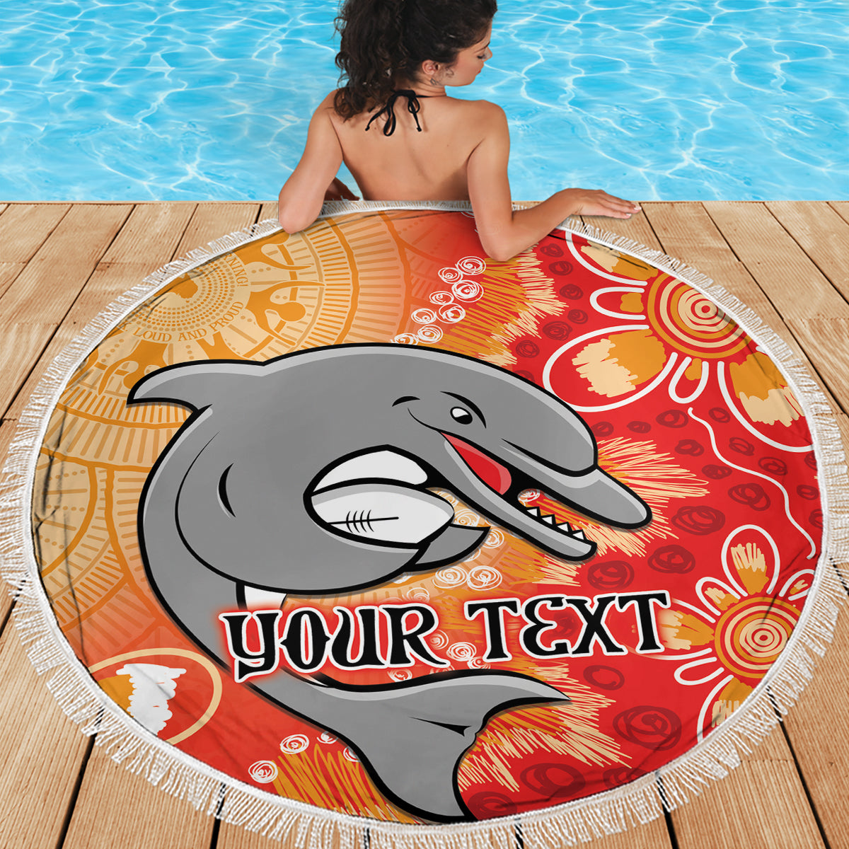 Personalised Dolphins NAIDOC Week 2024 Beach Blanket Aboriginal Fire Burning Sparks