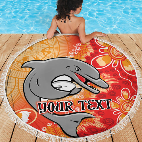 Personalised Dolphins NAIDOC Week 2024 Beach Blanket Aboriginal Fire Burning Sparks