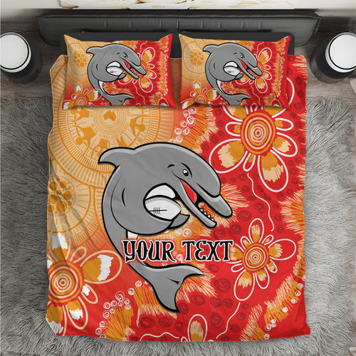 Personalised Dolphins NAIDOC Week 2024 Bedding Set Aboriginal Fire Burning Sparks