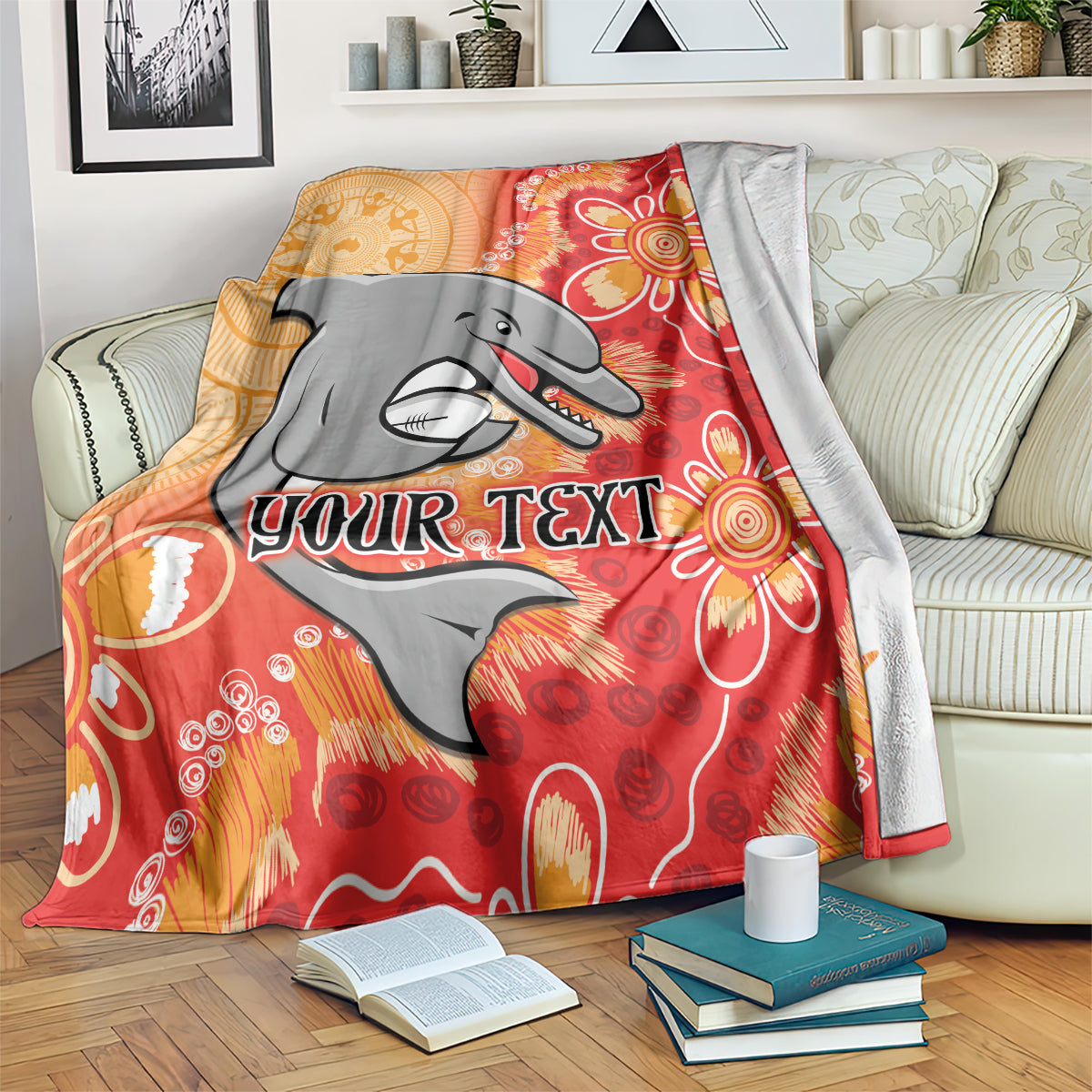 Personalised Dolphins NAIDOC Week 2024 Blanket Aboriginal Fire Burning Sparks