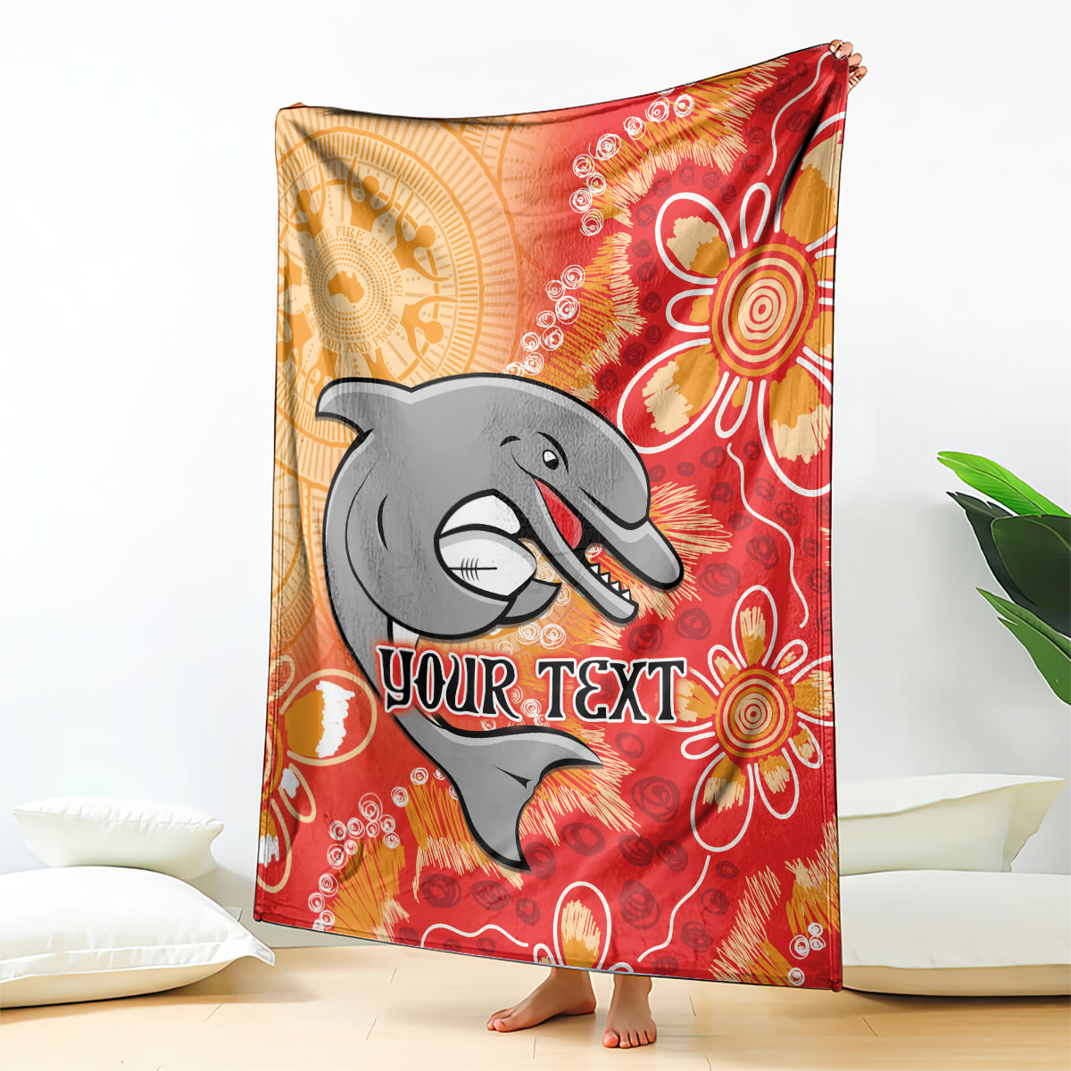 Personalised Dolphins NAIDOC Week 2024 Blanket Aboriginal Fire Burning Sparks