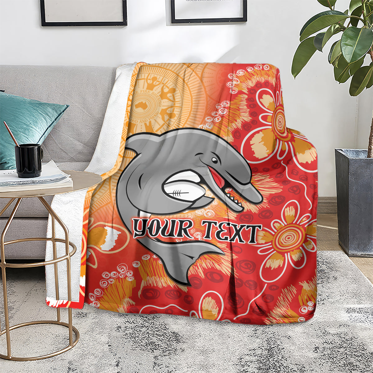 Personalised Dolphins NAIDOC Week 2024 Blanket Aboriginal Fire Burning Sparks