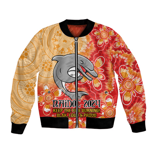 Personalised Dolphins NAIDOC Week 2024 Bomber Jacket Aboriginal Fire Burning Sparks