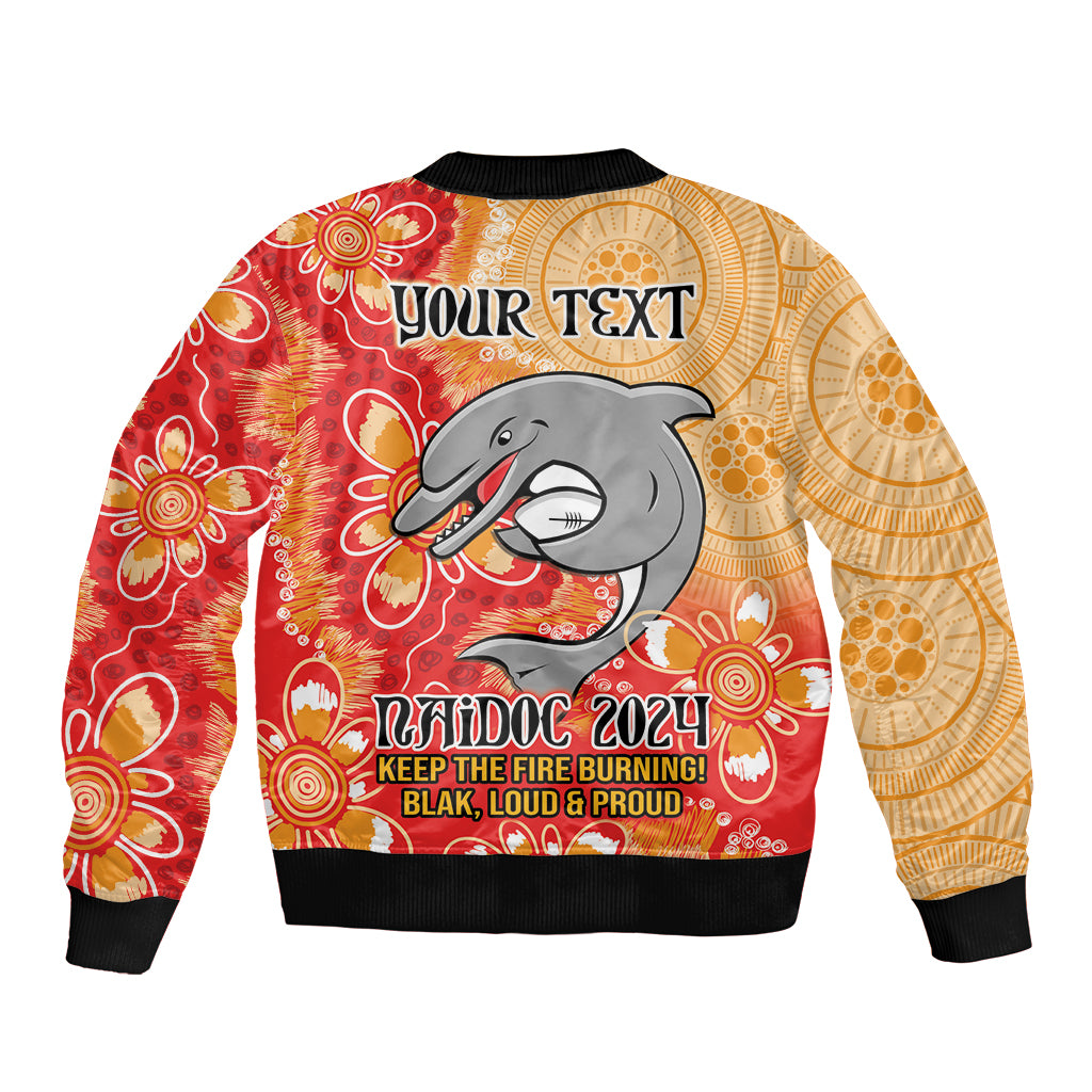 Personalised Dolphins NAIDOC Week 2024 Bomber Jacket Aboriginal Fire Burning Sparks