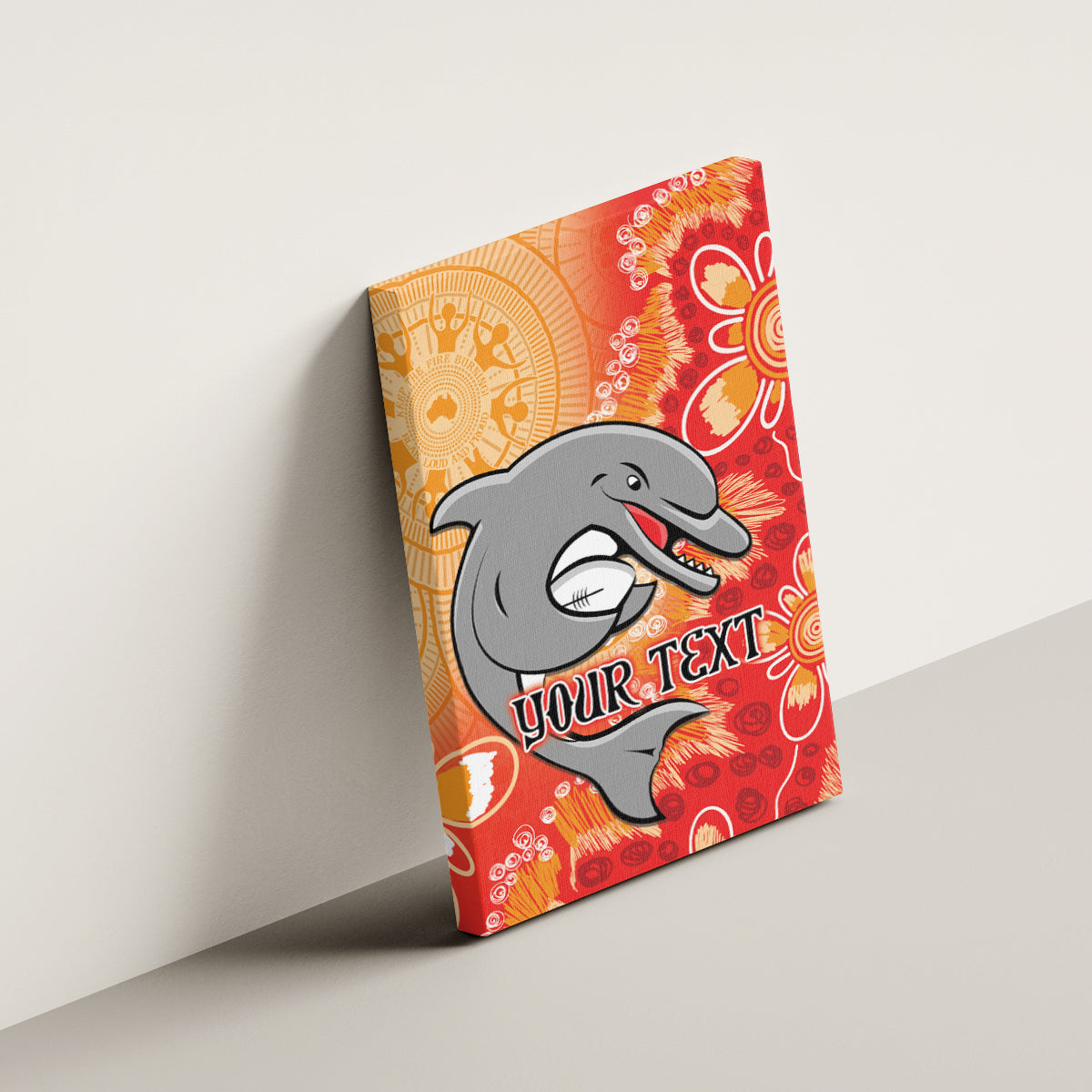 Personalised Dolphins NAIDOC Week 2024 Canvas Wall Art Aboriginal Fire Burning Sparks