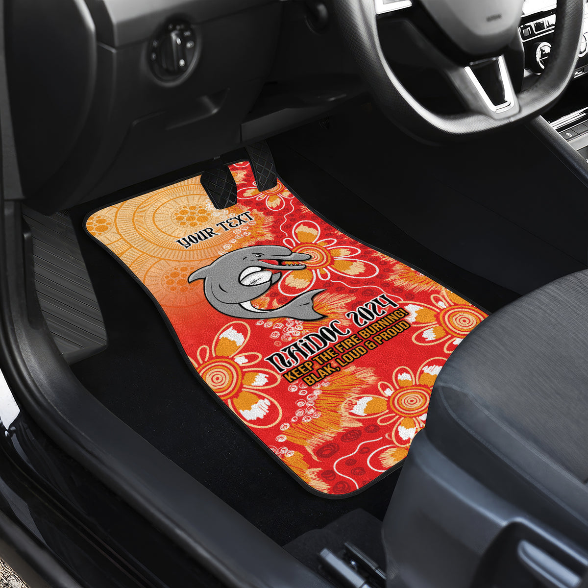 Personalised Dolphins NAIDOC Week 2024 Car Mats Aboriginal Fire Burning Sparks