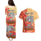 Personalised Dolphins NAIDOC Week 2024 Couples Matching Puletasi and Hawaiian Shirt Aboriginal Fire Burning Sparks