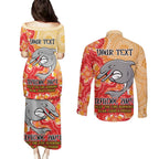 Personalised Dolphins NAIDOC Week 2024 Couples Matching Puletasi and Long Sleeve Button Shirt Aboriginal Fire Burning Sparks