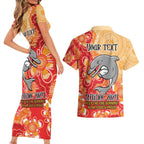 Personalised Dolphins NAIDOC Week 2024 Couples Matching Short Sleeve Bodycon Dress and Hawaiian Shirt Aboriginal Fire Burning Sparks