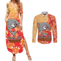 Personalised Dolphins NAIDOC Week 2024 Couples Matching Summer Maxi Dress and Long Sleeve Button Shirt Aboriginal Fire Burning Sparks