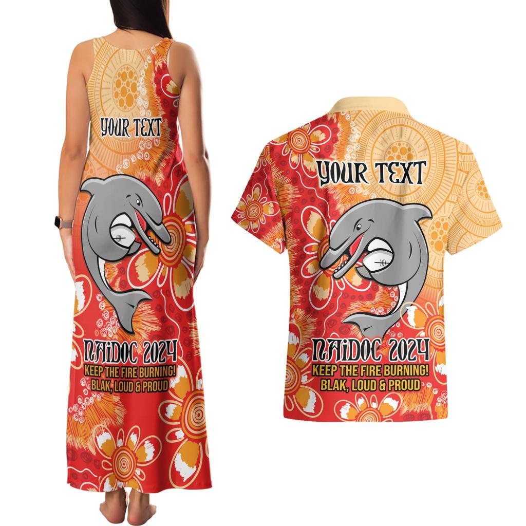 Personalised Dolphins NAIDOC Week 2024 Couples Matching Tank Maxi Dress and Hawaiian Shirt Aboriginal Fire Burning Sparks