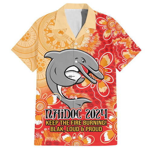 Personalised Dolphins NAIDOC Week 2024 Family Matching Long Sleeve Bodycon Dress and Hawaiian Shirt Aboriginal Fire Burning Sparks