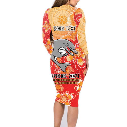 Personalised Dolphins NAIDOC Week 2024 Family Matching Long Sleeve Bodycon Dress and Hawaiian Shirt Aboriginal Fire Burning Sparks