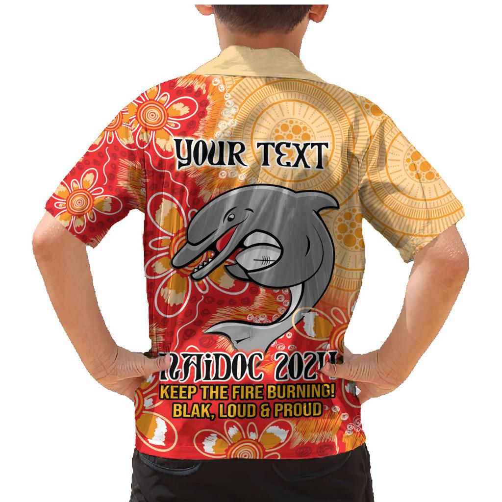 Personalised Dolphins NAIDOC Week 2024 Family Matching Mermaid Dress and Hawaiian Shirt Aboriginal Fire Burning Sparks