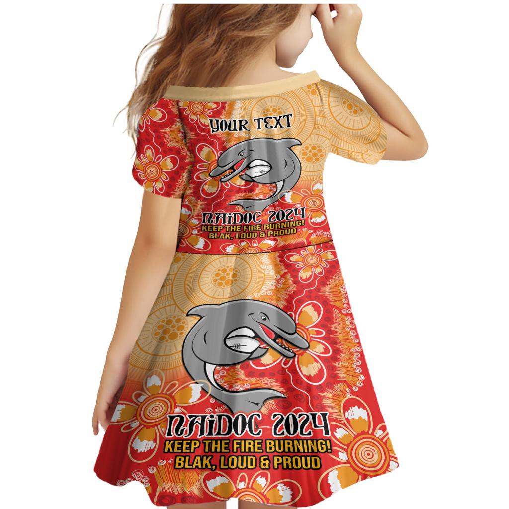 Personalised Dolphins NAIDOC Week 2024 Family Matching Mermaid Dress and Hawaiian Shirt Aboriginal Fire Burning Sparks