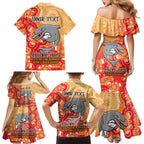 Personalised Dolphins NAIDOC Week 2024 Family Matching Mermaid Dress and Hawaiian Shirt Aboriginal Fire Burning Sparks