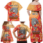 Personalised Dolphins NAIDOC Week 2024 Family Matching Off Shoulder Maxi Dress and Hawaiian Shirt Aboriginal Fire Burning Sparks