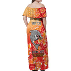 Personalised Dolphins NAIDOC Week 2024 Family Matching Off Shoulder Maxi Dress and Hawaiian Shirt Aboriginal Fire Burning Sparks