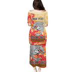 Personalised Dolphins NAIDOC Week 2024 Family Matching Puletasi and Hawaiian Shirt Aboriginal Fire Burning Sparks