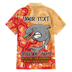 Personalised Dolphins NAIDOC Week 2024 Family Matching Short Sleeve Bodycon Dress and Hawaiian Shirt Aboriginal Fire Burning Sparks