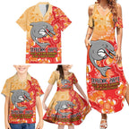Personalised Dolphins NAIDOC Week 2024 Family Matching Summer Maxi Dress and Hawaiian Shirt Aboriginal Fire Burning Sparks