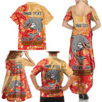 Personalised Dolphins NAIDOC Week 2024 Family Matching Summer Maxi Dress and Hawaiian Shirt Aboriginal Fire Burning Sparks