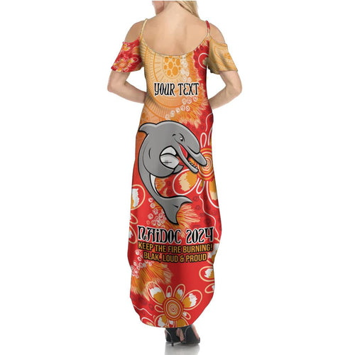 Personalised Dolphins NAIDOC Week 2024 Family Matching Summer Maxi Dress and Hawaiian Shirt Aboriginal Fire Burning Sparks