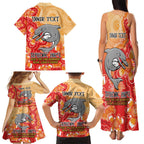 Personalised Dolphins NAIDOC Week 2024 Family Matching Tank Maxi Dress and Hawaiian Shirt Aboriginal Fire Burning Sparks