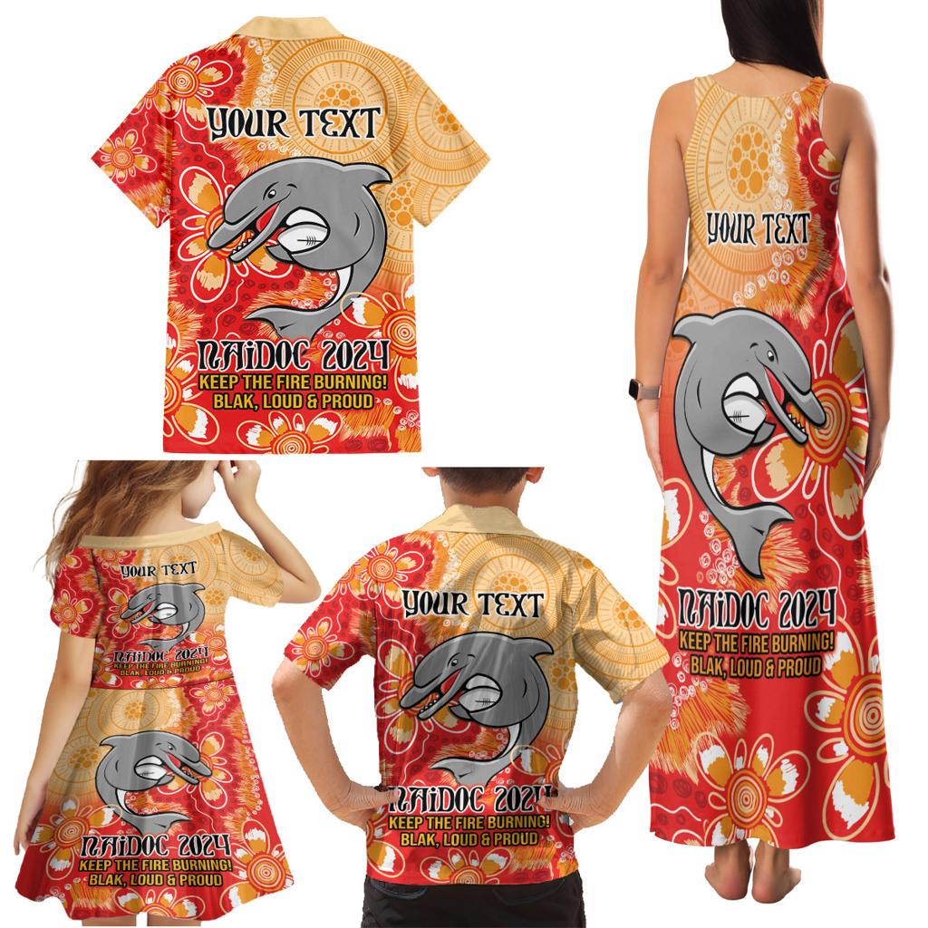 Personalised Dolphins NAIDOC Week 2024 Family Matching Tank Maxi Dress and Hawaiian Shirt Aboriginal Fire Burning Sparks
