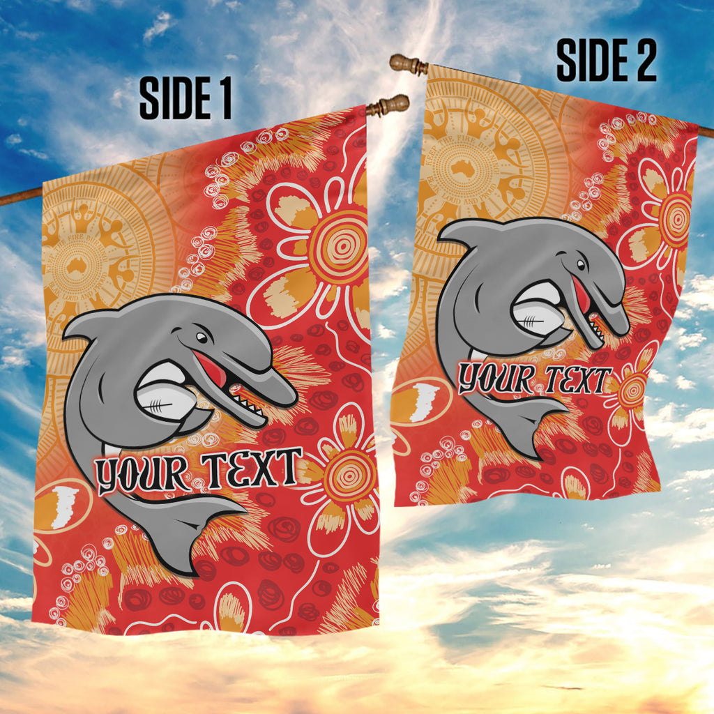 Personalised Dolphins NAIDOC Week 2024 Garden Flag Aboriginal Fire Burning Sparks