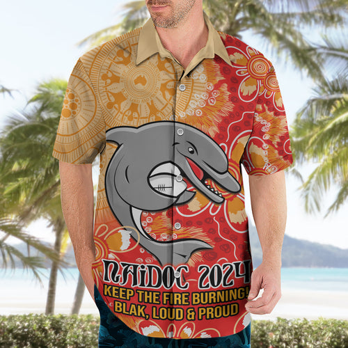 Personalised Dolphins NAIDOC Week 2024 Hawaiian Shirt Aboriginal Fire Burning Sparks