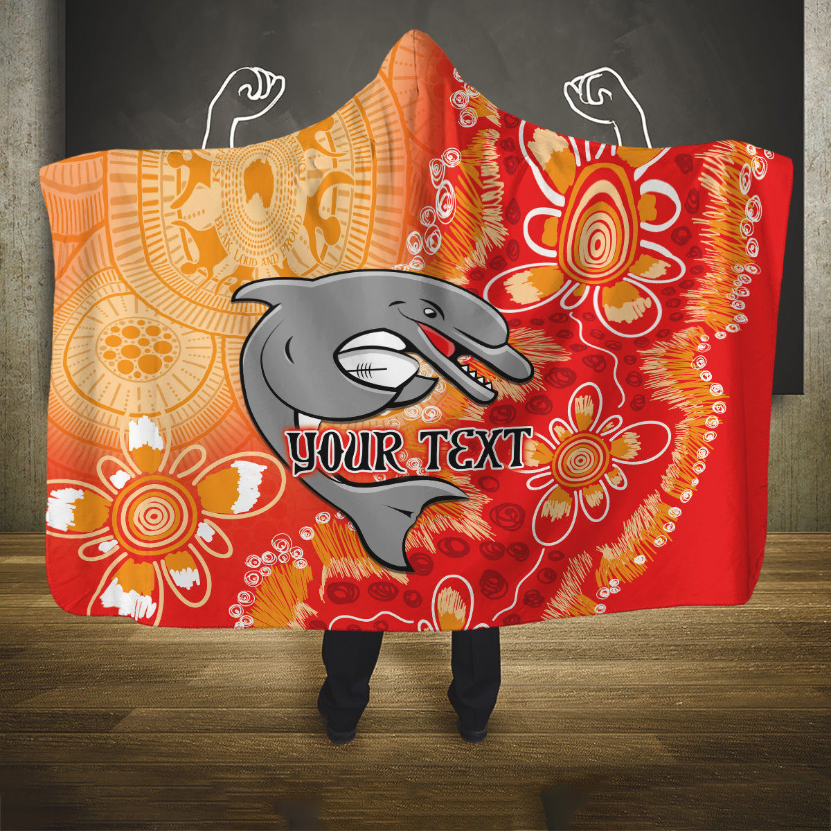 Personalised Dolphins NAIDOC Week 2024 Hooded Blanket Aboriginal Fire Burning Sparks