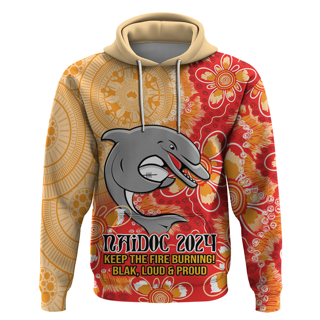 Personalised Dolphins NAIDOC Week 2024 Hoodie Aboriginal Fire Burning Sparks