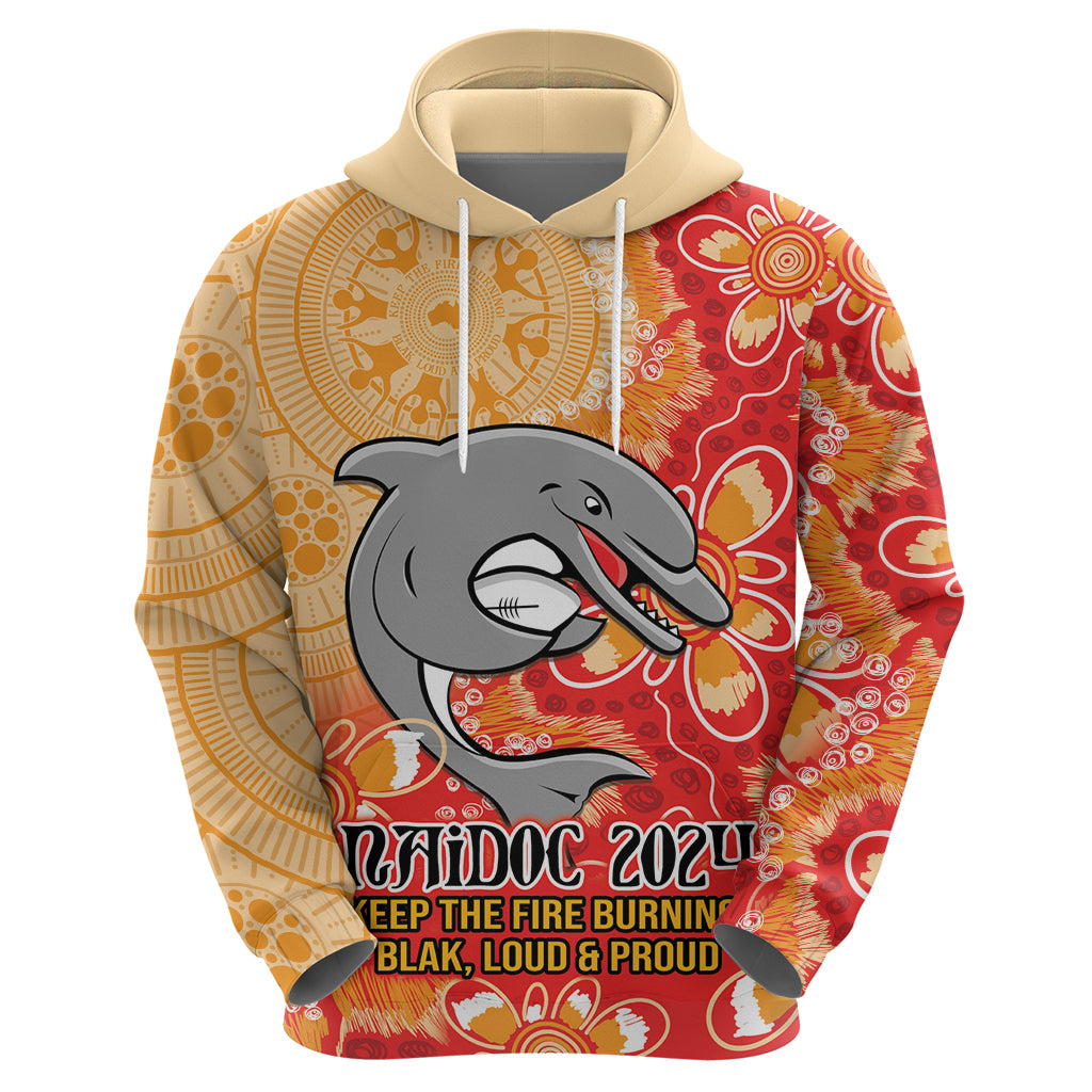 Personalised Dolphins NAIDOC Week 2024 Hoodie Aboriginal Fire Burning Sparks