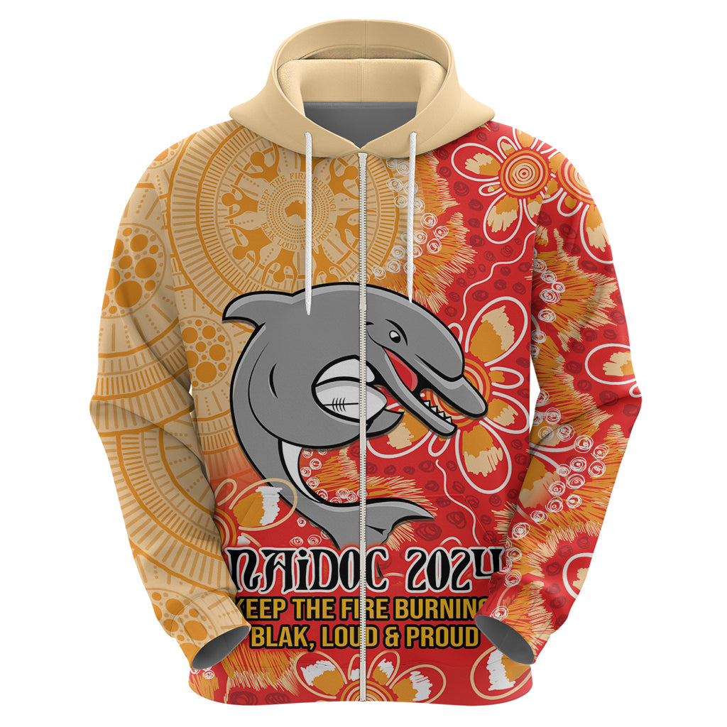 Personalised Dolphins NAIDOC Week 2024 Hoodie Aboriginal Fire Burning Sparks