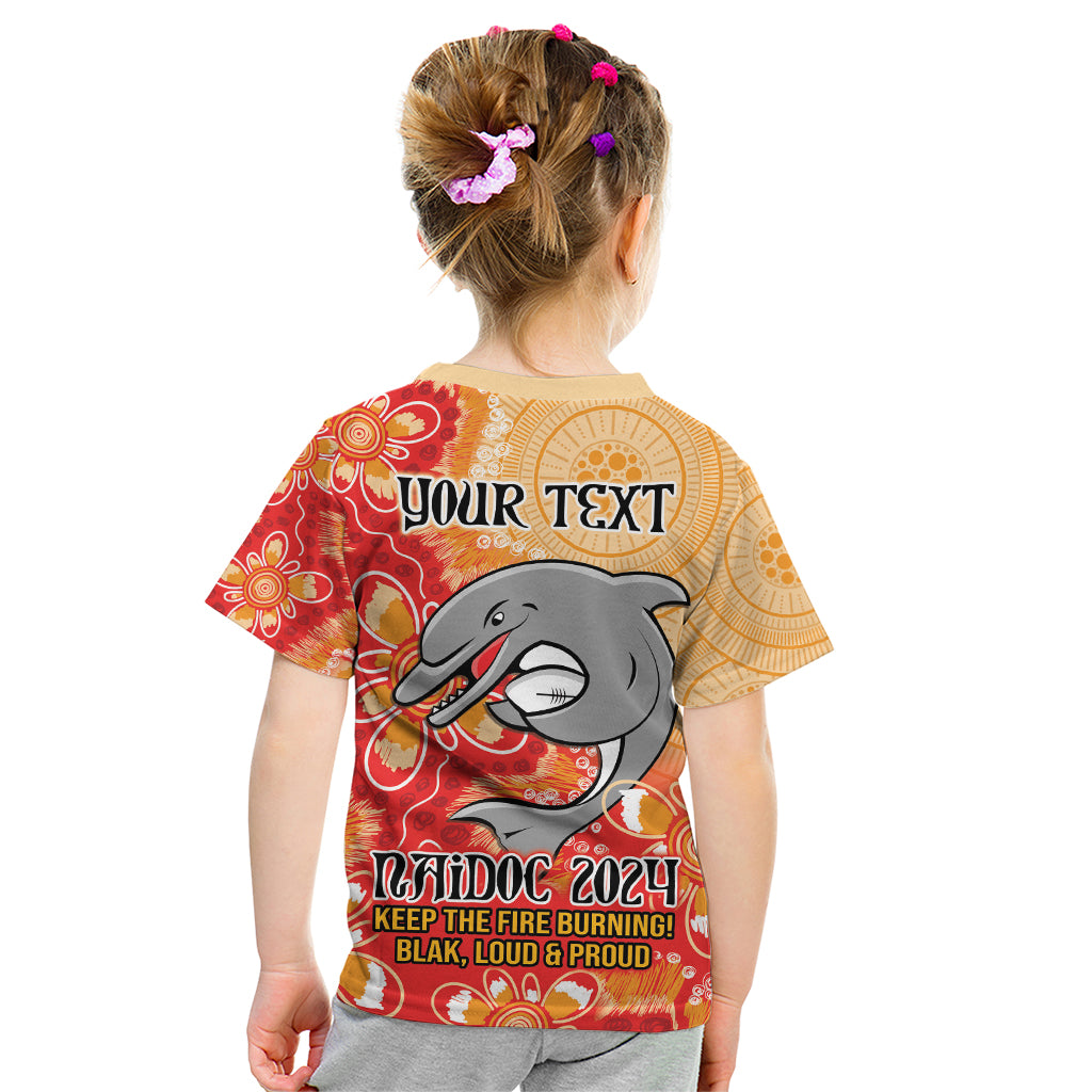 Personalised Dolphins NAIDOC Week 2024 Kid T Shirt Aboriginal Fire Burning Sparks
