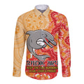 Personalised Dolphins NAIDOC Week 2024 Long Sleeve Button Shirt Aboriginal Fire Burning Sparks