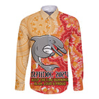 Personalised Dolphins NAIDOC Week 2024 Long Sleeve Button Shirt Aboriginal Fire Burning Sparks