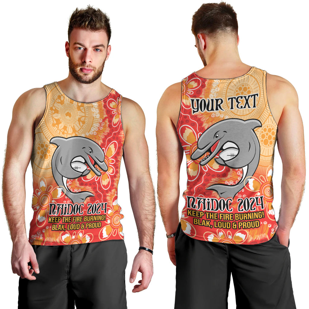 Personalised Dolphins NAIDOC Week 2024 Men Tank Top Aboriginal Fire Burning Sparks