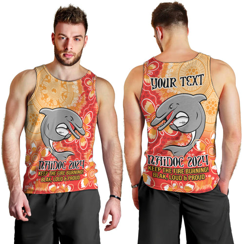 Personalised Dolphins NAIDOC Week 2024 Men Tank Top Aboriginal Fire Burning Sparks