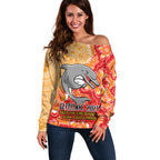 Personalised Dolphins NAIDOC Week 2024 Off Shoulder Sweater Aboriginal Fire Burning Sparks