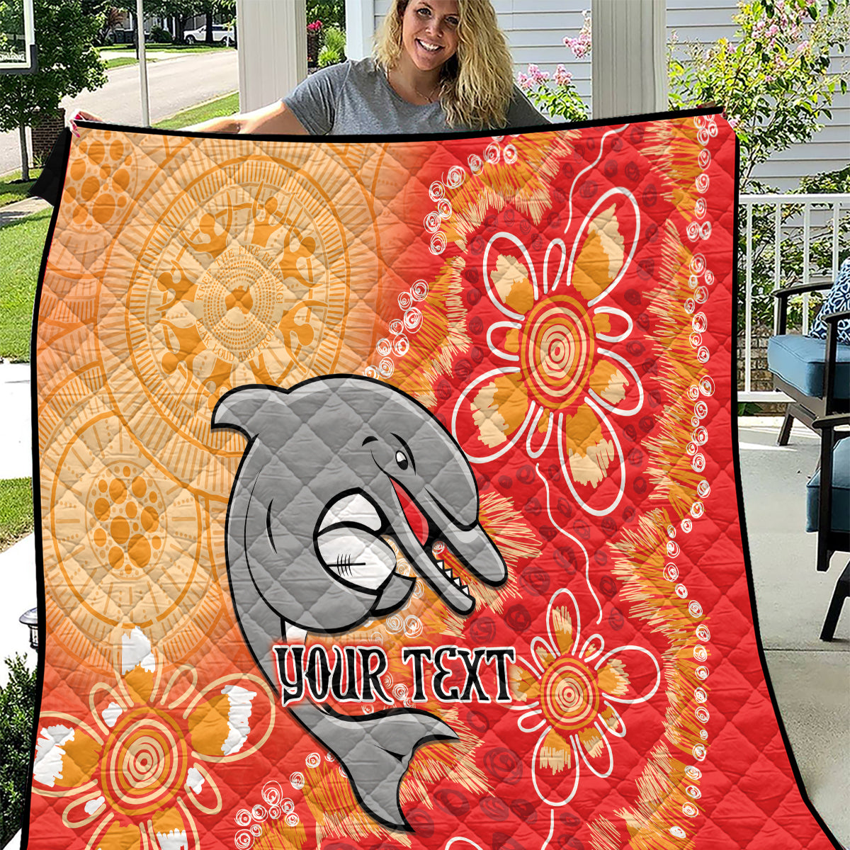 Personalised Dolphins NAIDOC Week 2024 Quilt Aboriginal Fire Burning Sparks