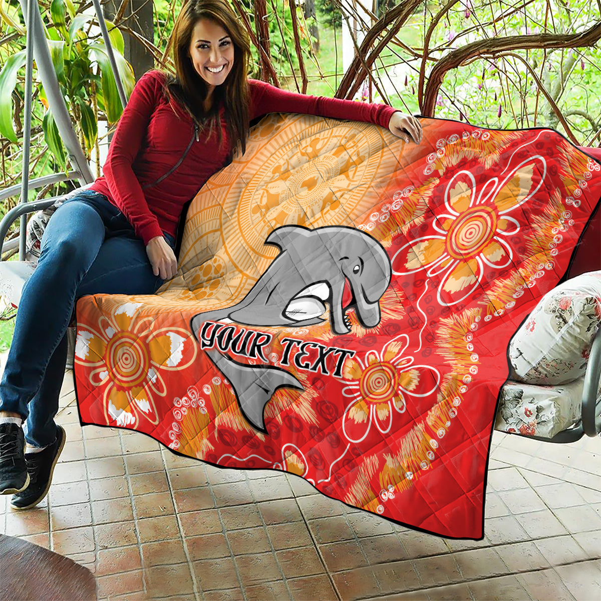 Personalised Dolphins NAIDOC Week 2024 Quilt Aboriginal Fire Burning Sparks